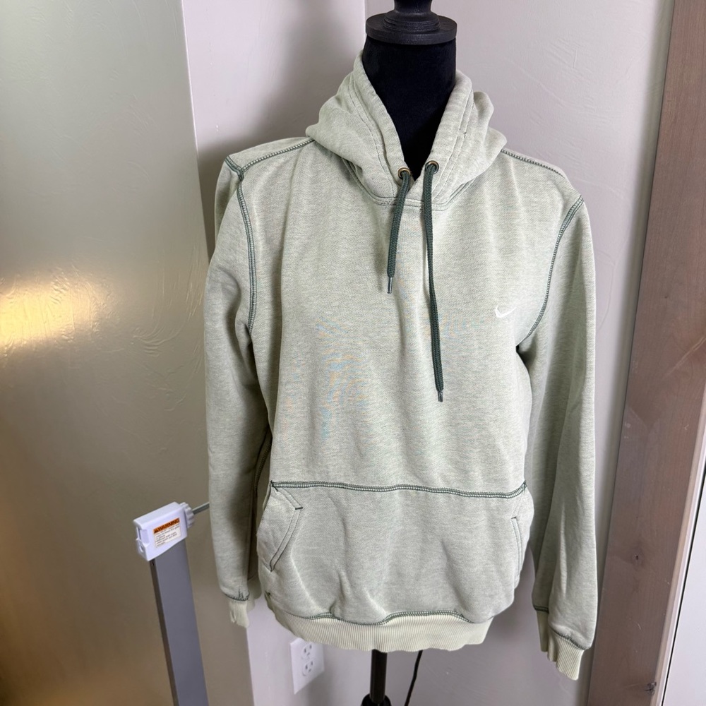 Nike Y2K Dusty Sage Green Hoodie Sweatshirt Women’s Distressed Streetwear S